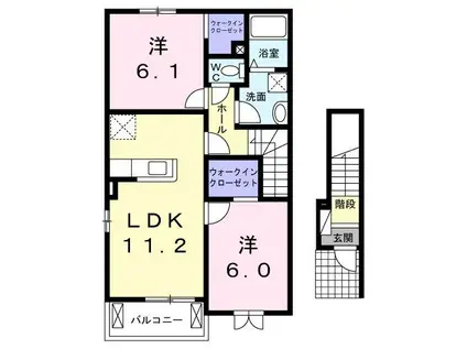 カーサ・ステラ A棟(2LDK/2階)の間取り写真