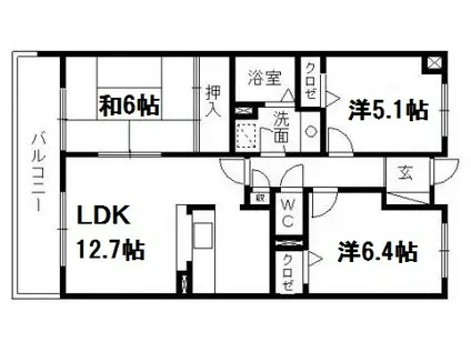 セレブコート蜆塚(3LDK/4階)の間取り写真