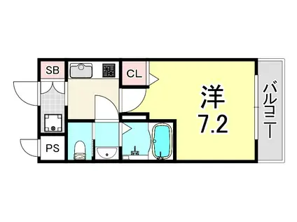 AILE南武庫之荘ウエスト(1K/2階)の間取り写真