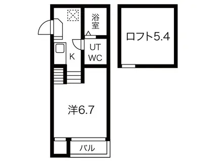 LINO HOLOMUA壱番館(1K/2階)の間取り写真