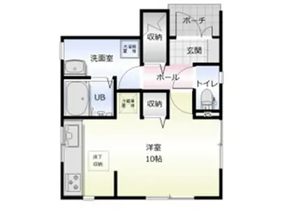 ラプティオーク(ワンルーム/1階)の間取り写真