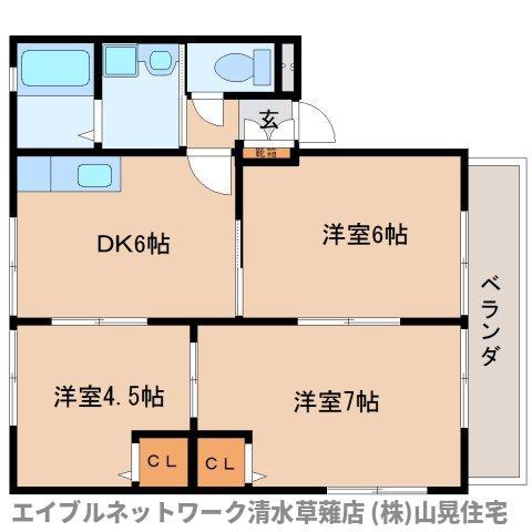 クレセールメゾンC(3DK/1階)の間取り写真