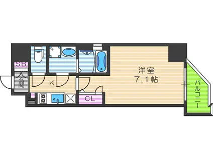 ララプレイス大阪福島ミラ(1K/5階)の間取り写真