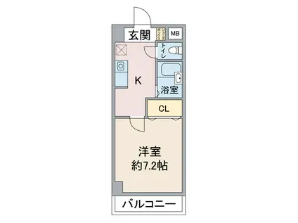 ソレイユ東海通(1K/3階)の間取り写真