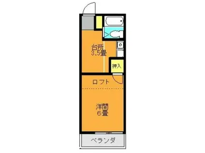 サンライズ弐番館(ワンルーム/2階)の間取り写真