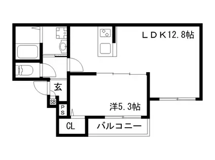  ジーメゾン鈴蘭台ラフィネ(1LDK/2階)の間取り写真
