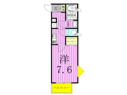 サンクレール松戸(1K/1階)の間取り写真