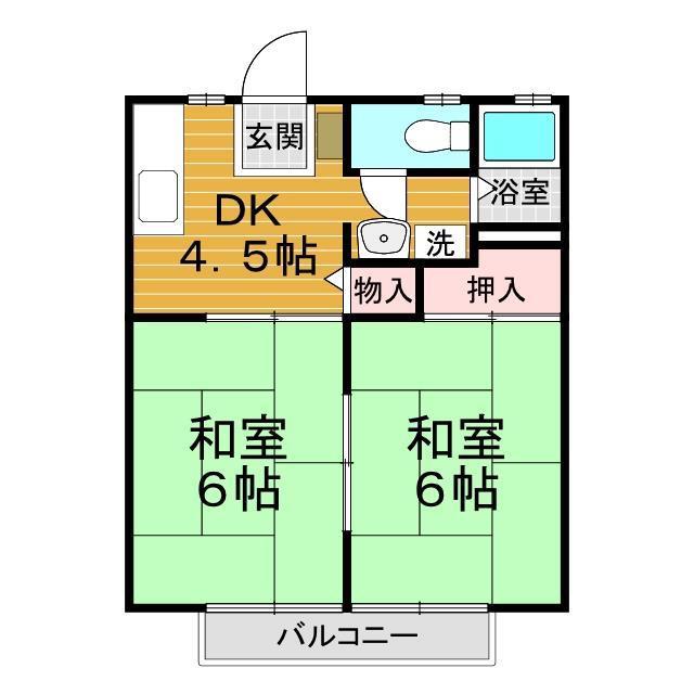 コーポ差葉(2DK/2階)の間取り写真