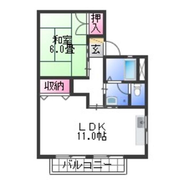 セジュールのざきC棟(1LDK/2階)の間取り写真