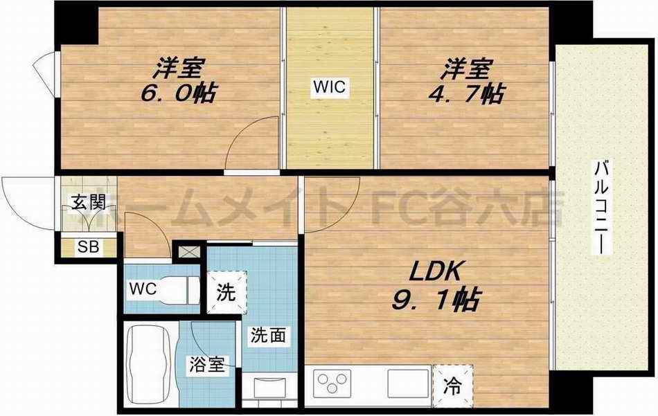 ES-GRANDE UMEDAKITA(2DK/7階)の間取り写真