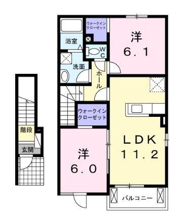 橙II棟(2LDK/2階)の間取り写真