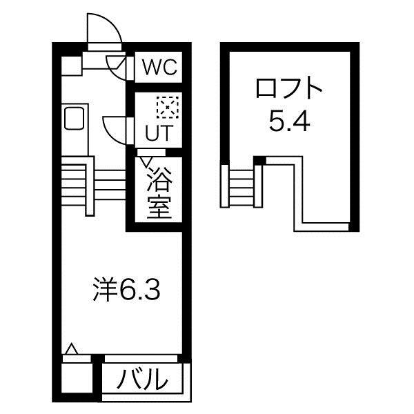ハーモニーテラス十番II(1SK/2階)の間取り写真