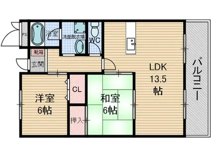 第1クリスタルハイツ(2LDK/3階)の間取り写真