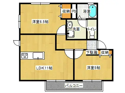 アネックス勝林田(2LDK/2階)の間取り写真