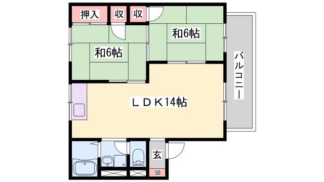 ハートフル夢前I(2LDK/1階)の間取り写真