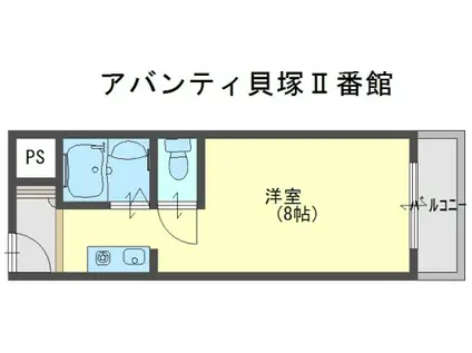 アバンティ貝塚1番館(1K/2階)の間取り写真