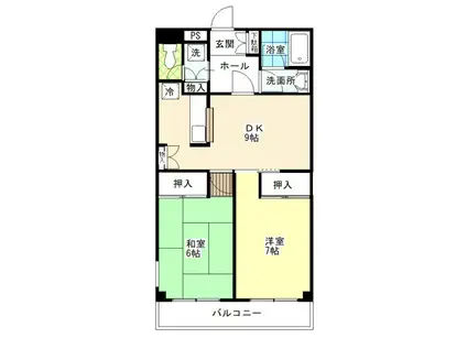 ファーストシャレー(2DK/2階)の間取り写真