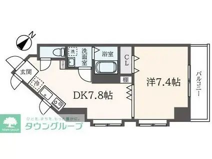 フェルテ高波(1DK/9階)の間取り写真
