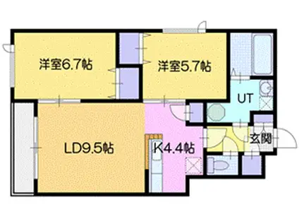 ヴィクトリアVII(2LDK/4階)の間取り写真
