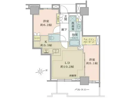 ブリリアタワー聖蹟桜ヶ丘(2LDK/20階)の間取り写真