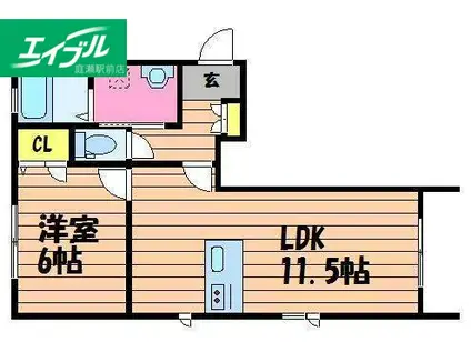 オリーブ(1LDK/1階)の間取り写真