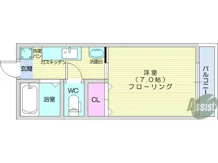 桜ヶ丘プライム(1K/2階)の間取り写真