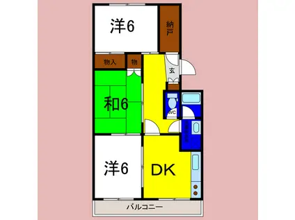 イルソーレ北島(3DK/1階)の間取り写真