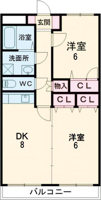 プレミール(2DK/1階)の間取り写真