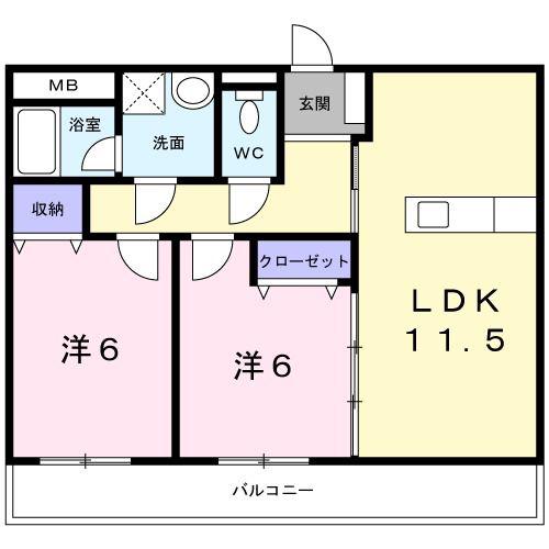 サンセット ピア(2LDK/2階)の間取り写真