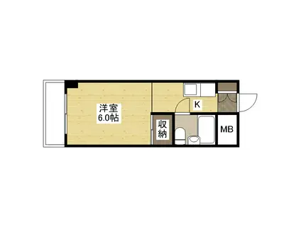 ＪＲ山陽本線 東福山駅 徒歩4分 8階建 築34年(1K/3階)の間取り写真