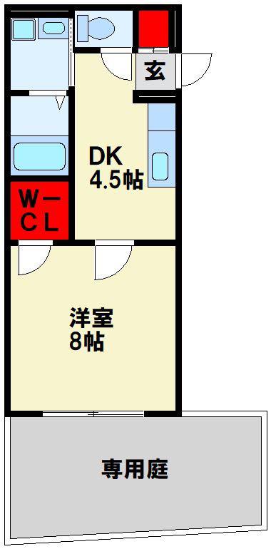 アムールLIBRE(1DK/1階)の間取り写真