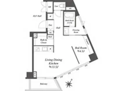 スぺーシア麻布十番I(ワンルーム/5階)の間取り写真