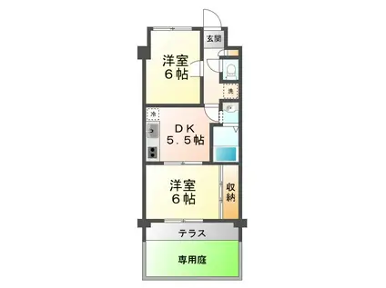 マリンクレール野田(2DK/1階)の間取り写真