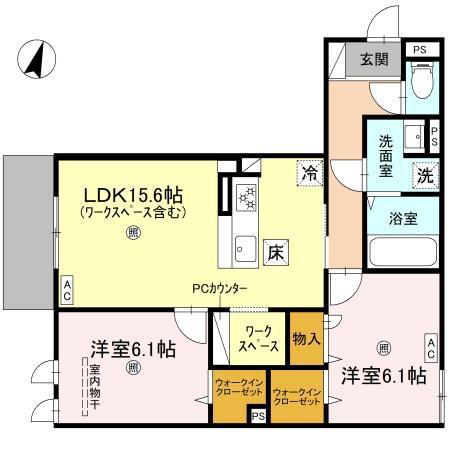 LA MAISON 高羽町(2LDK/3階)の間取り写真