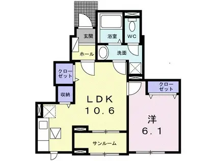 ヴィラ シェリールI(1LDK/1階)の間取り写真
