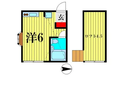 パークハイム綾瀬(ワンルーム/1階)の間取り写真