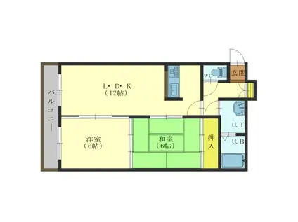 クレステージ田家(2LDK/2階)の間取り写真