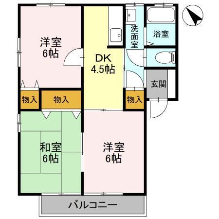 エクセレントワイケイB(3K/2階)の間取り写真