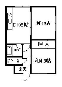 東光ハイツ(2DK/1階)の間取り写真