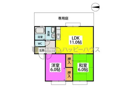 ティアラ渡辺(2LDK/1階)の間取り写真