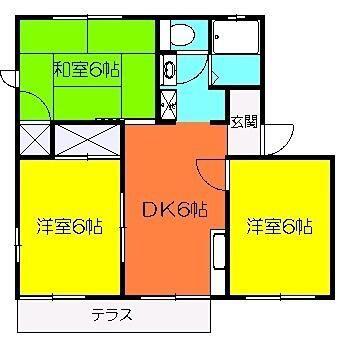 メゾンKUNIHARA C(3DK/1階)の間取り写真