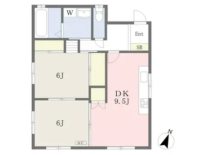タケバヤシハイツ(2DK/1階)の間取り写真