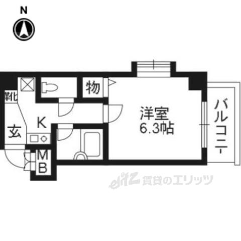 ベラジオ四条堀川(1K/3階)の間取り写真