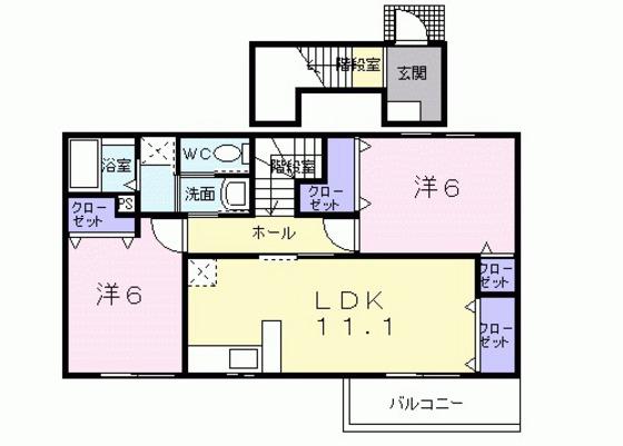 ソレイユ2番館(2LDK/2階)の間取り写真