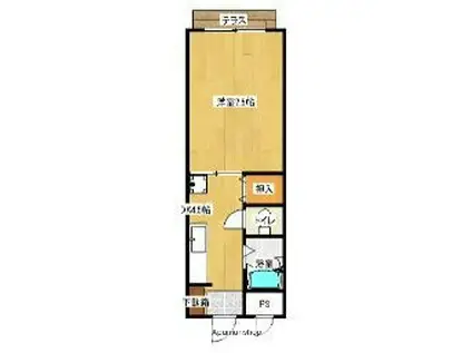 フォルム姪の浜II(1DK/1階)の間取り写真