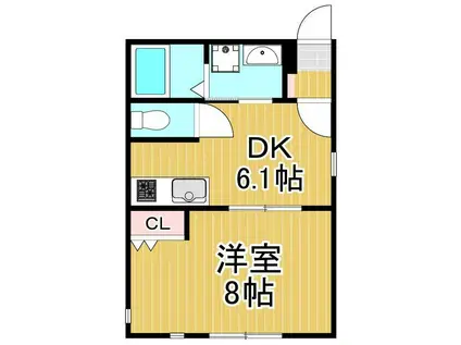 SQUARE2(1DK/2階)の間取り写真