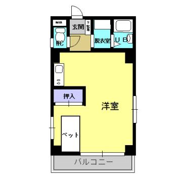 シルキーハイツ(ワンルーム/5階)の間取り写真