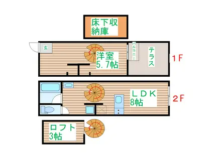 SPIRALE DI KINOSITA(1LDK/1階)の間取り写真