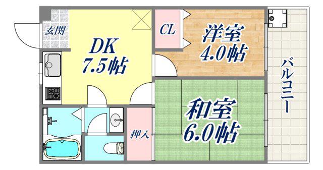 明泉寺ハイツ(2DK/2階)の間取り写真