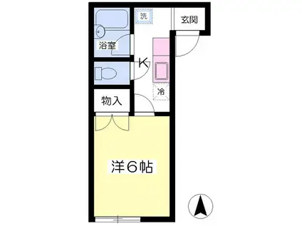 ビューコート七北田(1K/2階)の間取り写真